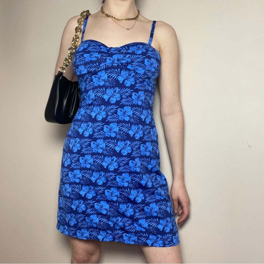 Blue Floral Y2K mini dress